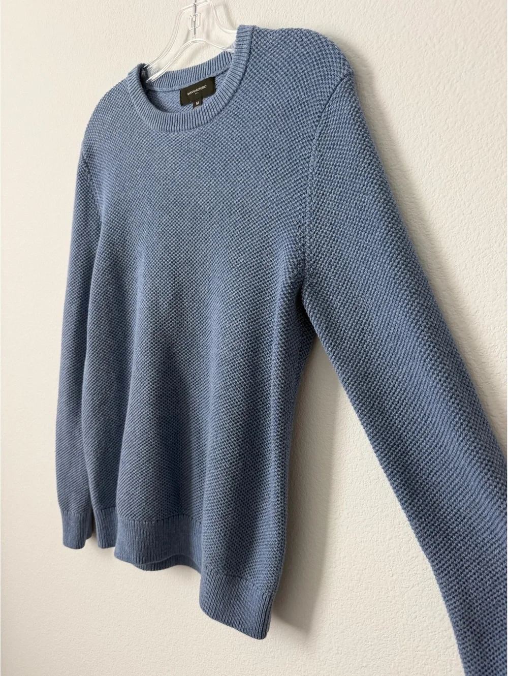 Banana Republic Long Sleeve Crew Neck Blue Textured Knit Pullover Sweater Size M